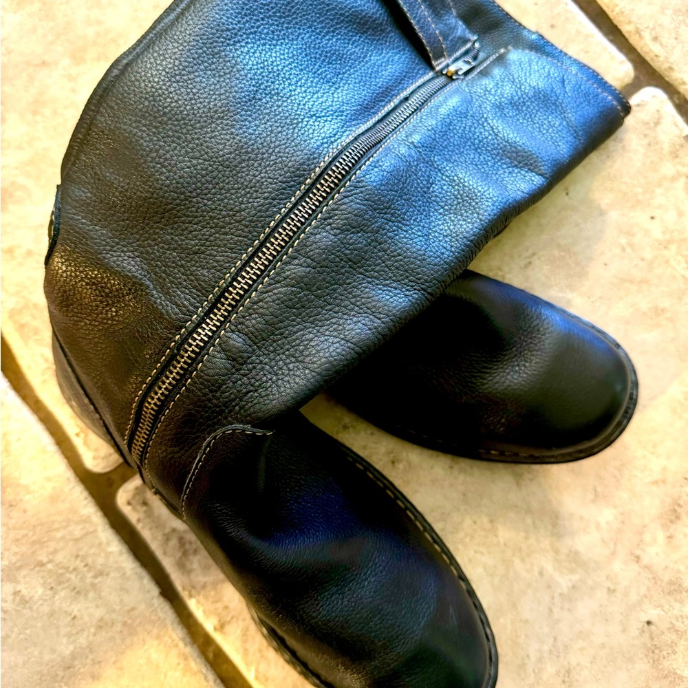 Born Tall Leather Upper Riding Boots, Black Size 10